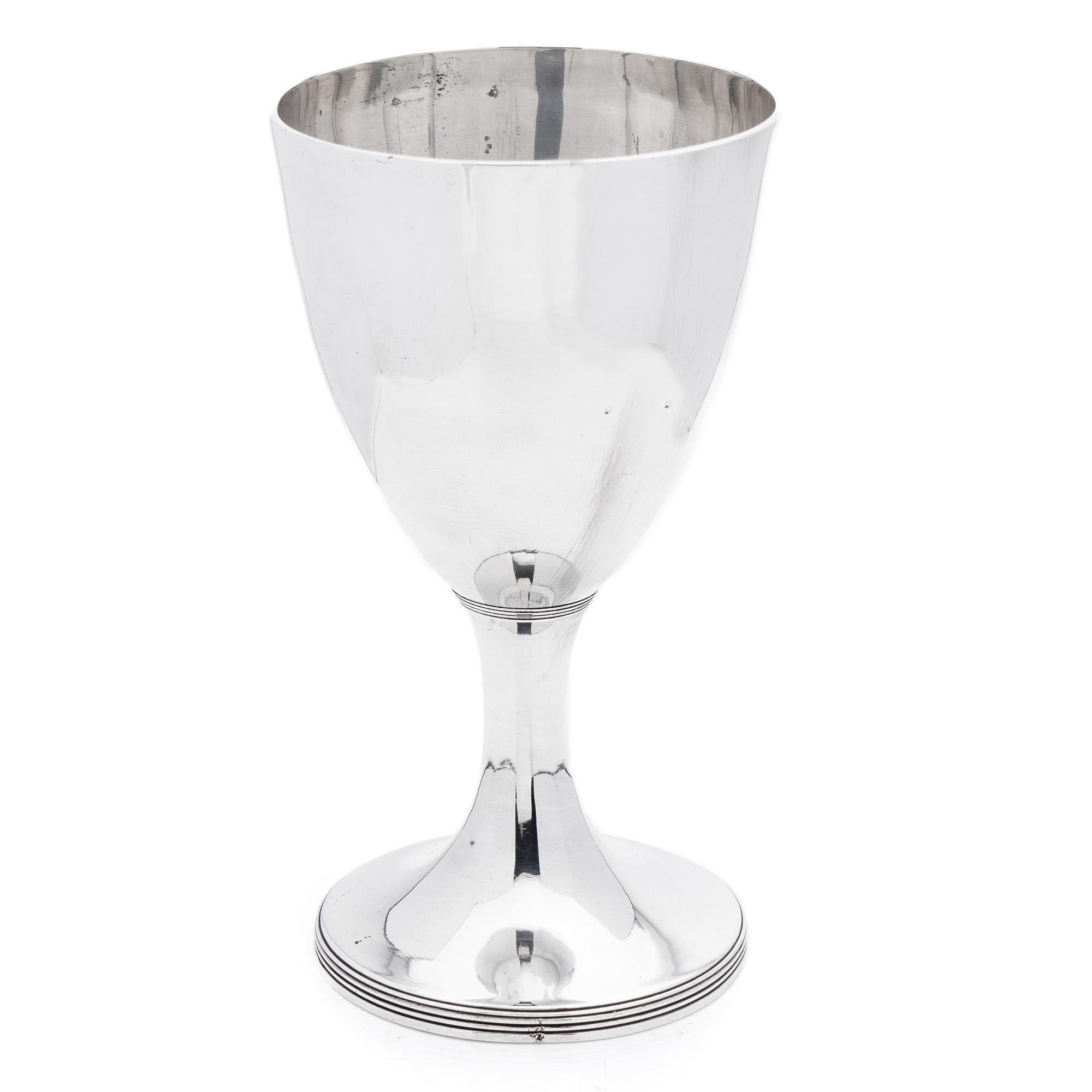 British Antique Late 18th Century George III sterling silver large goblet.  For Sale