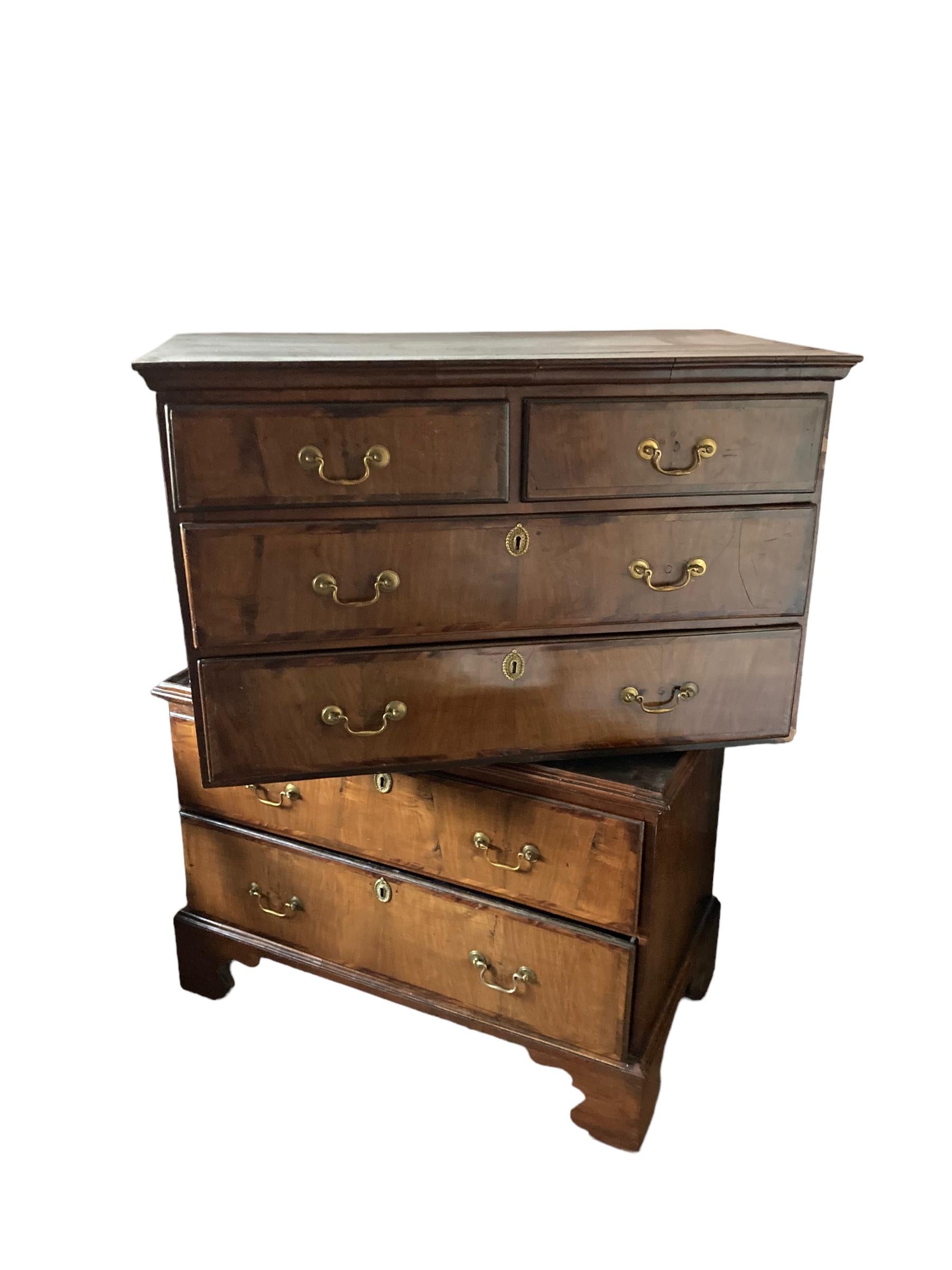 British Antique Late 18th Century George III Walnut Chest on Chest of drawers