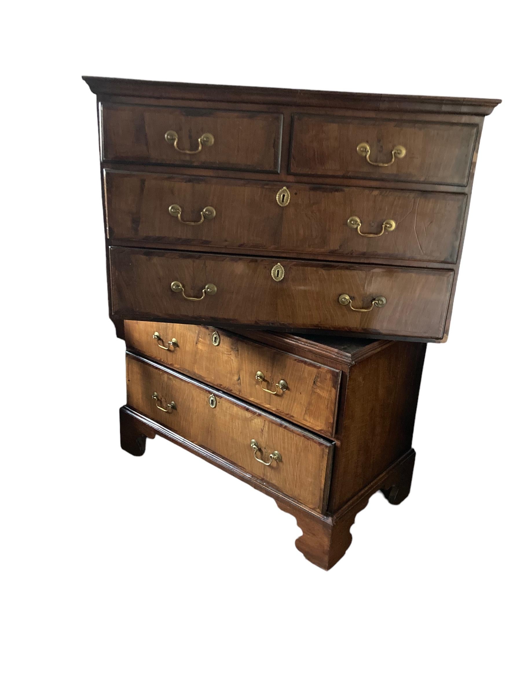 Antique Late 18th Century George III Walnut Chest on Chest of drawers 1