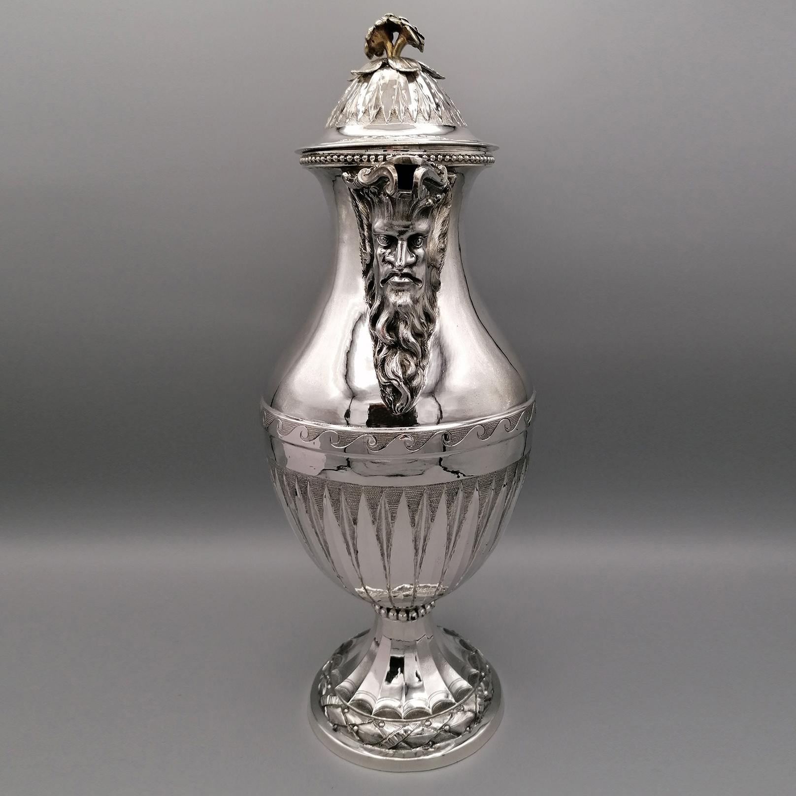 Antique Late 18th Century Italian Silver Coffeepot Empire Style, Rome, Italy For Sale 12