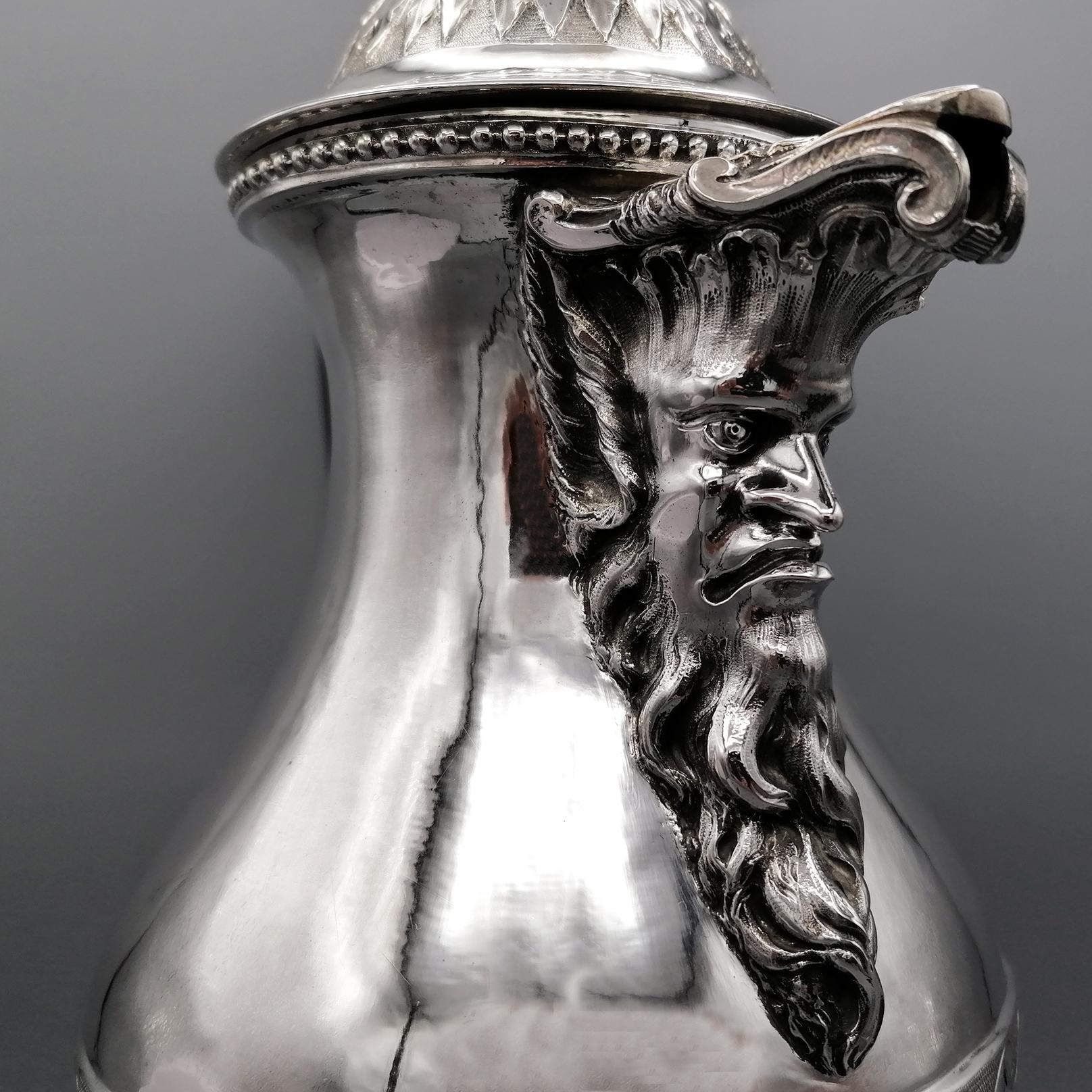 Antique Late 18th Century Italian Silver Coffeepot Empire Style, Rome, Italy For Sale 14