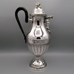 Antique Late 18th Century Italian Silver Coffeepot Empire Style, Rome, Italy