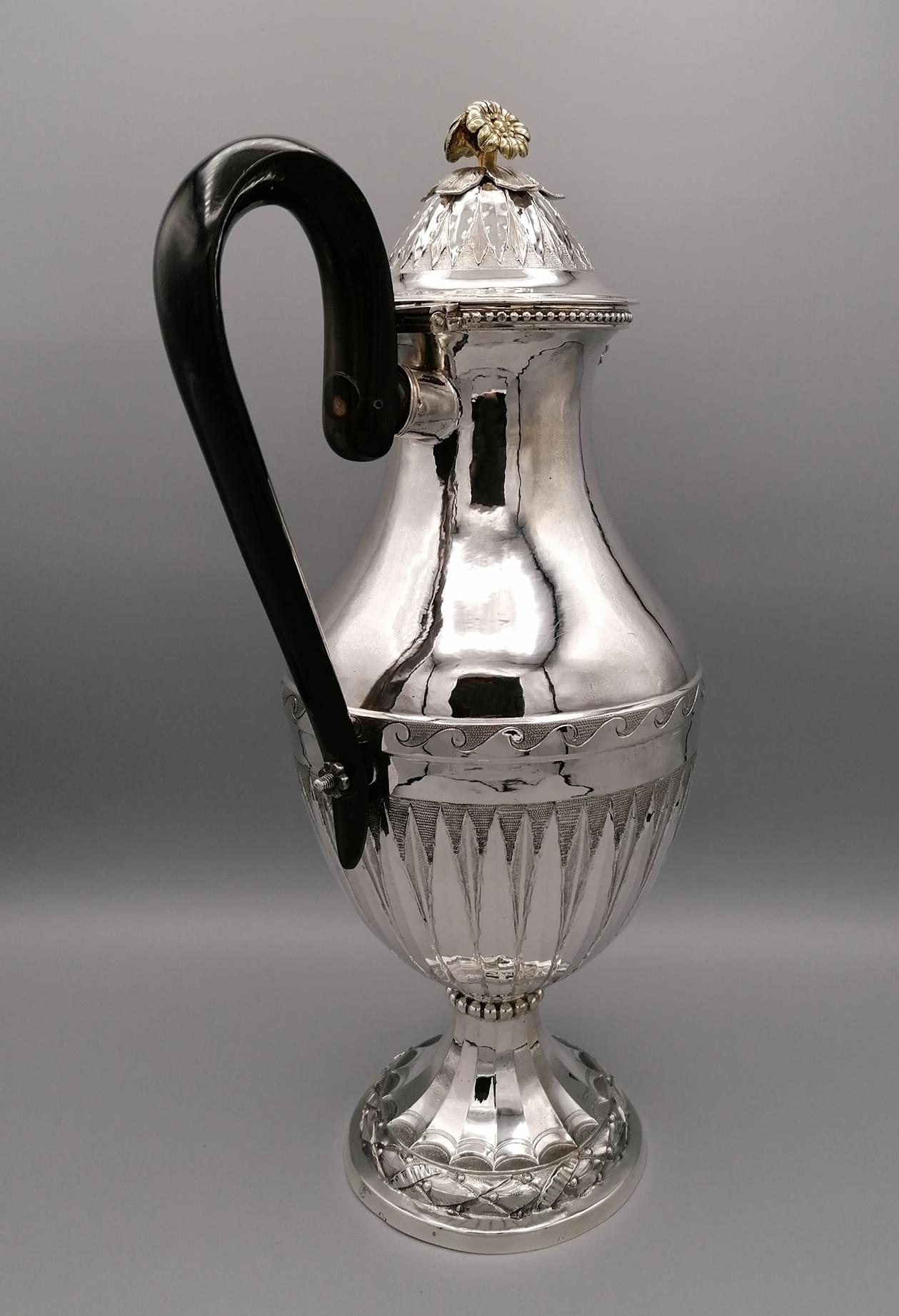 Antique Late 18th Century Italian Silver Coffeepot Empire Style, Rome, Italy In Excellent Condition For Sale In VALENZA, IT