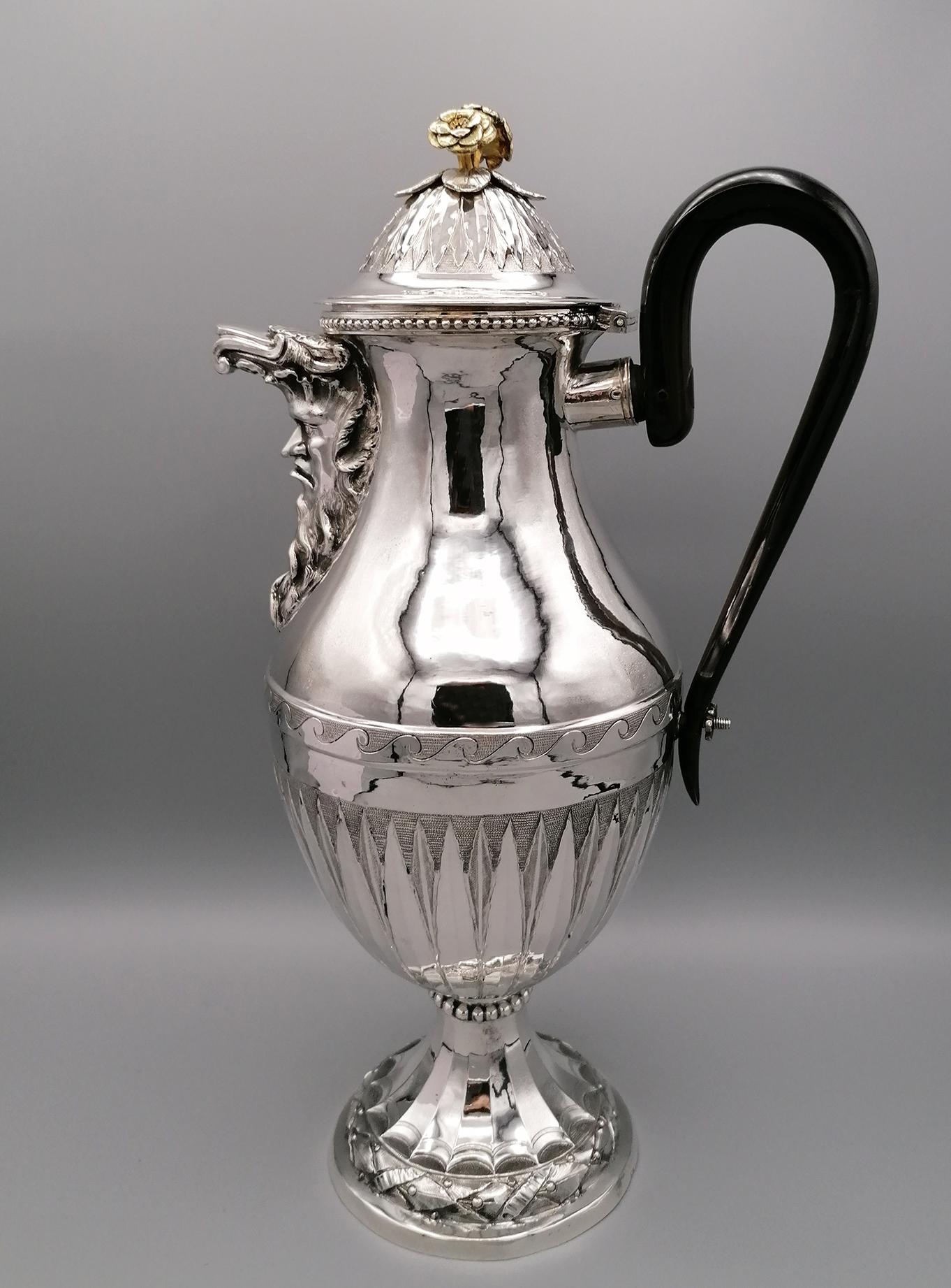 Antique Late 18th Century Italian Silver Coffeepot Empire Style, Rome, Italy For Sale 1