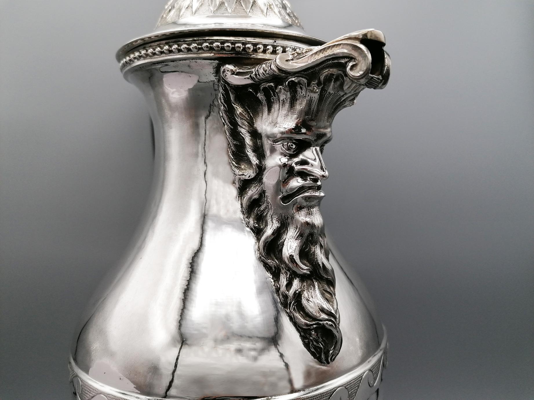 Antique Late 18th Century Italian Silver Coffeepot Empire Style, Rome, Italy For Sale 2