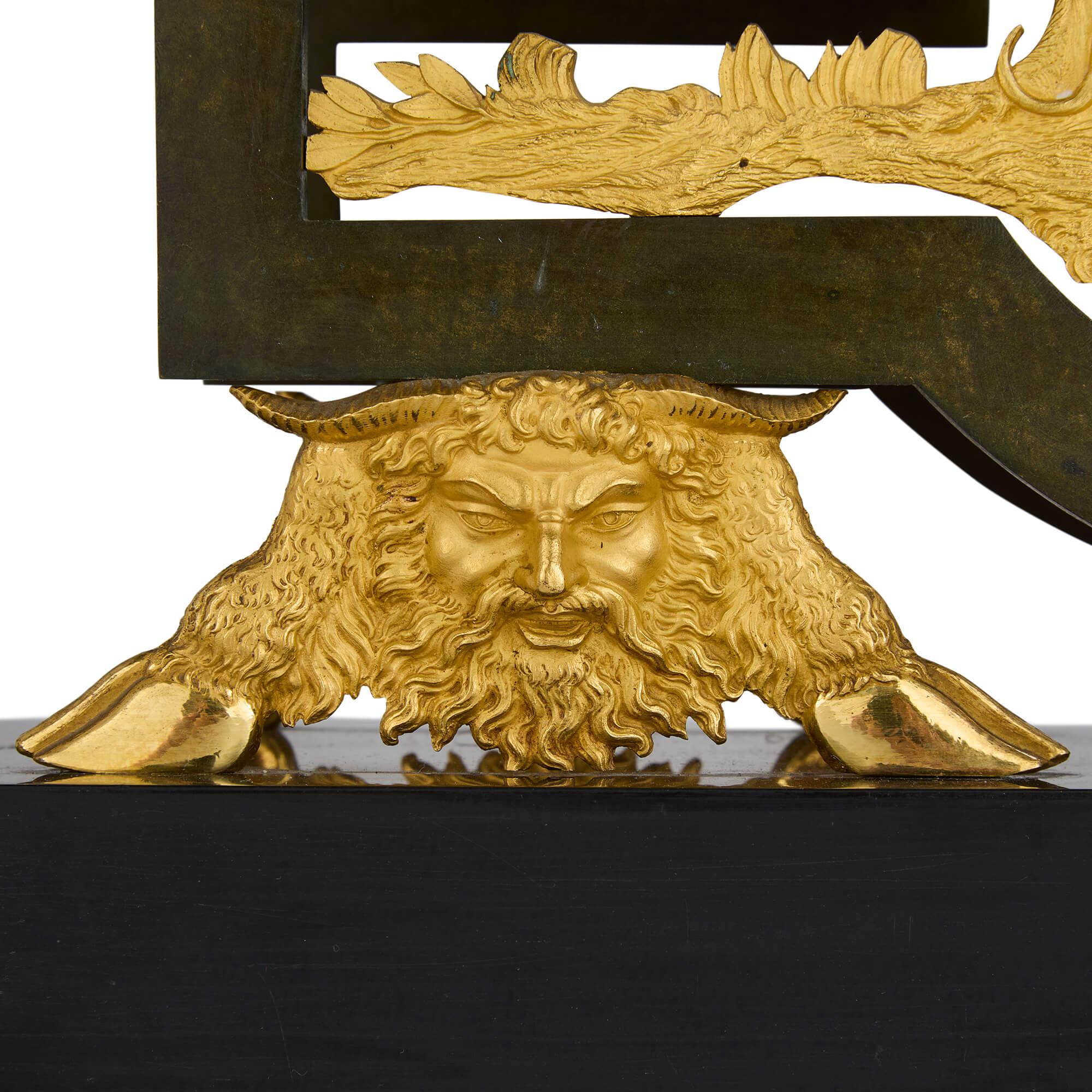 Antique Late 18th Century Louis XVI Gilt Gold Patinated Bronze Mantel Clock For Sale 2