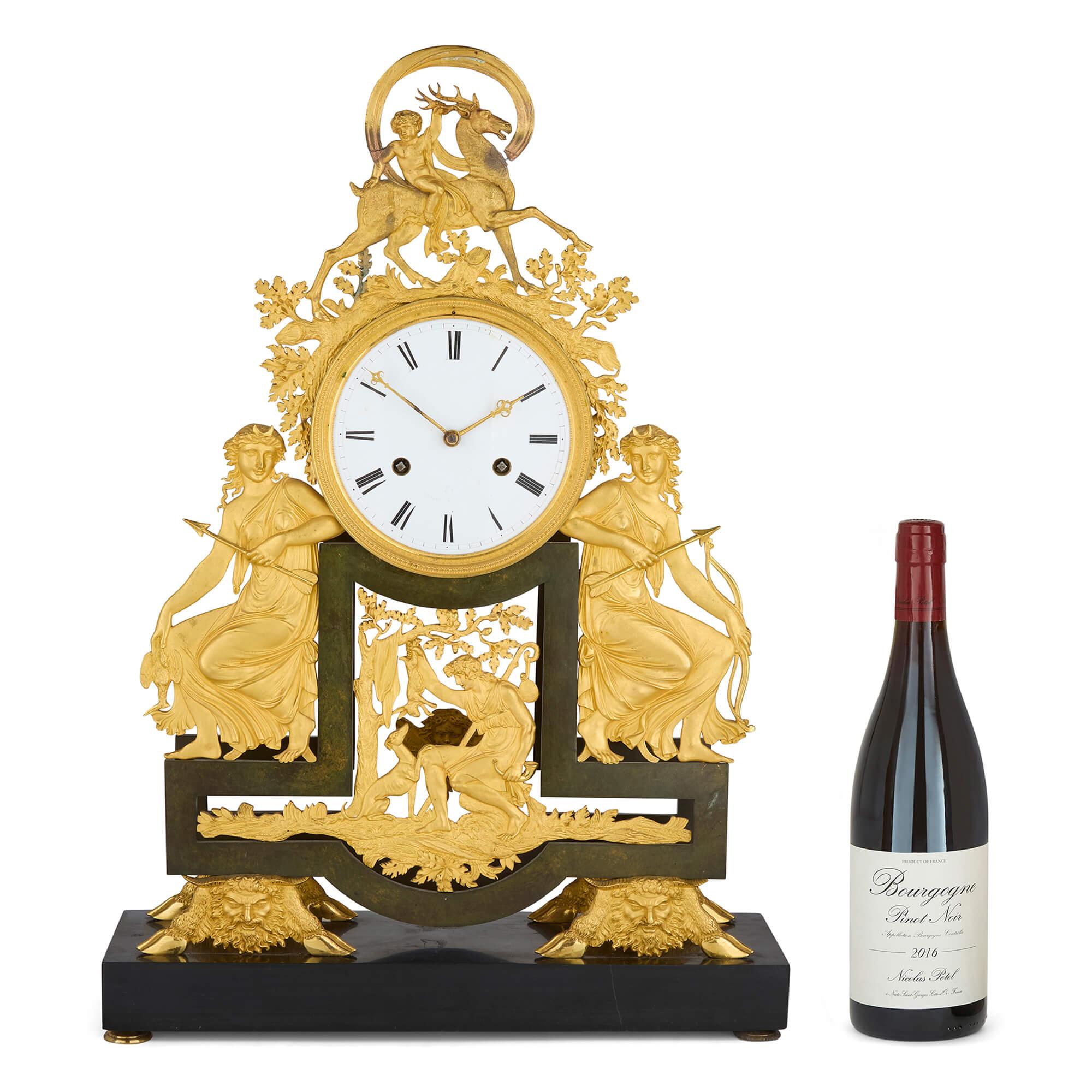 Antique Late 18th Century Louis XVI Gilt Gold Patinated Bronze Mantel Clock For Sale 3