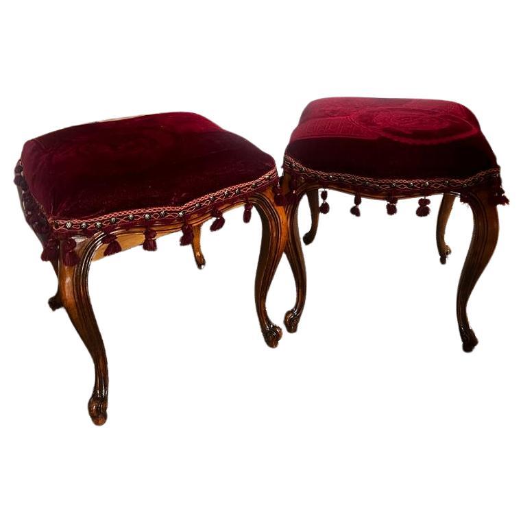 Antique Late 18th Century Pair of Italian Tabouret/ Stools For Sale