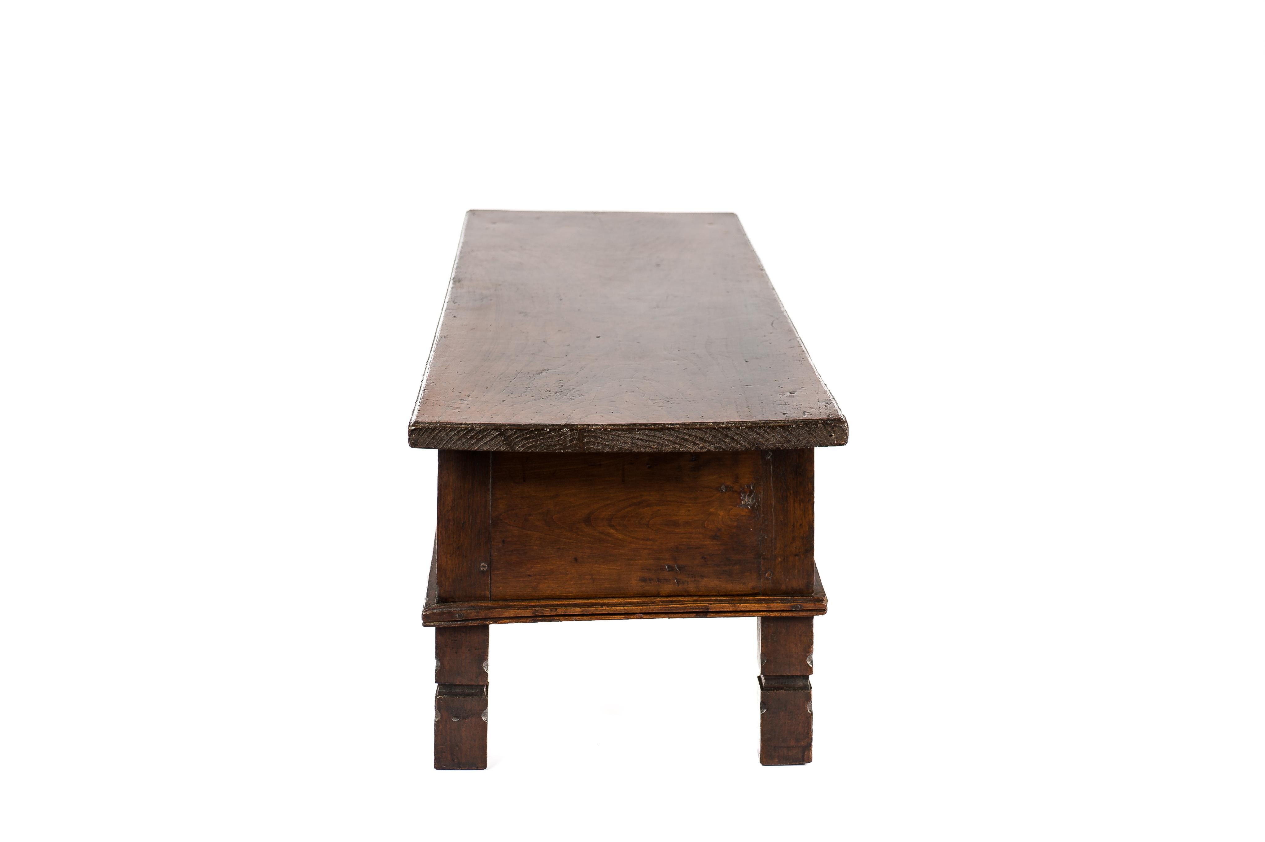 18th Century Antique Late 18th-Century Rustic Spanish Warm Brown Chestnut Coffee Table