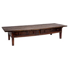 Antique Late 18th-Century Rustic Spanish Warm Brown Chestnut Coffee Table