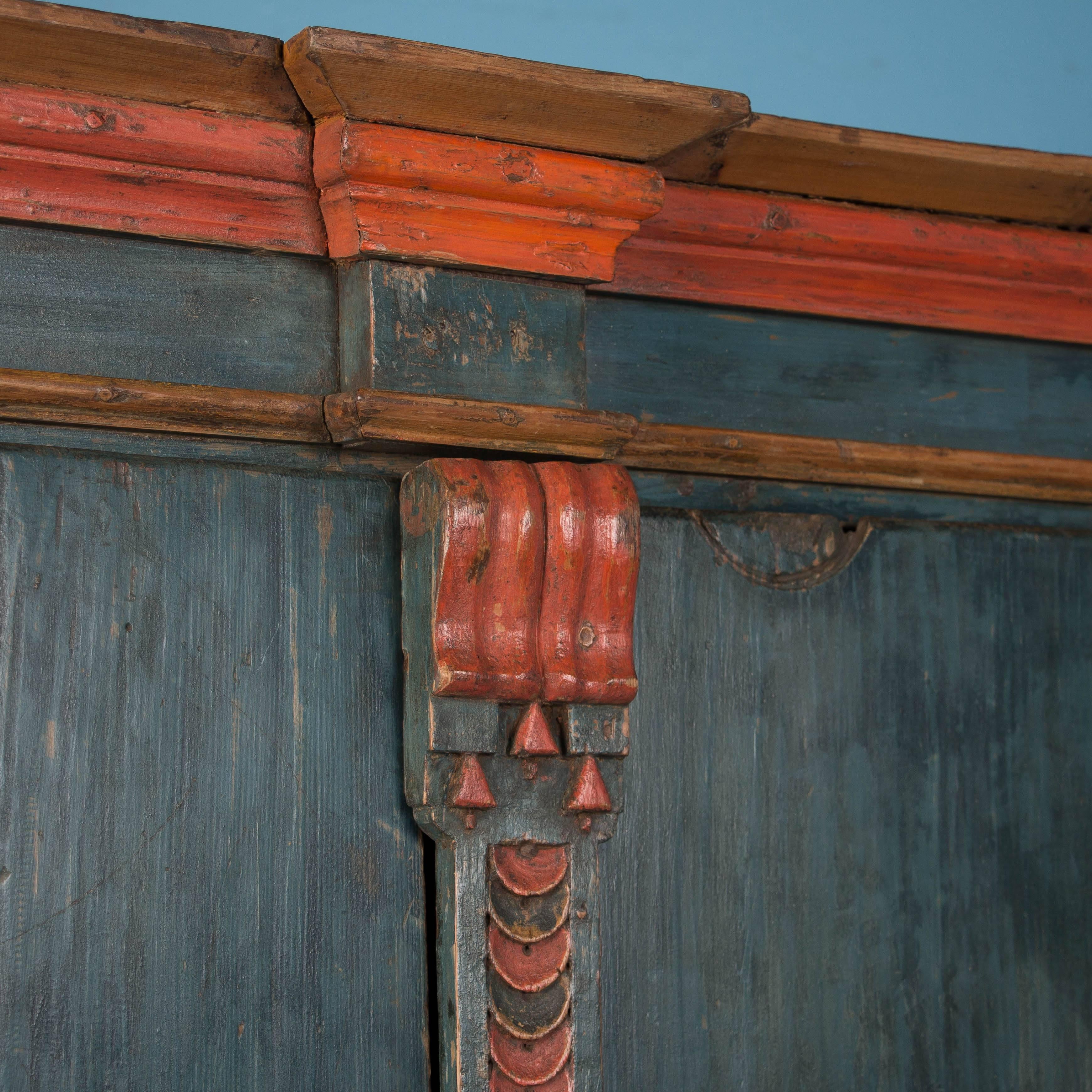 Antique Late 18th Century Swedish Armoire with Original Blue Paint 1