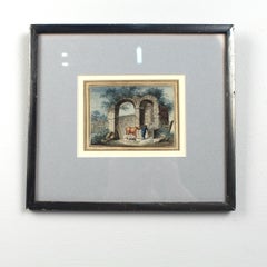 Antique Late 18th-Early 19th Century English Watercolor Painting of Ruins