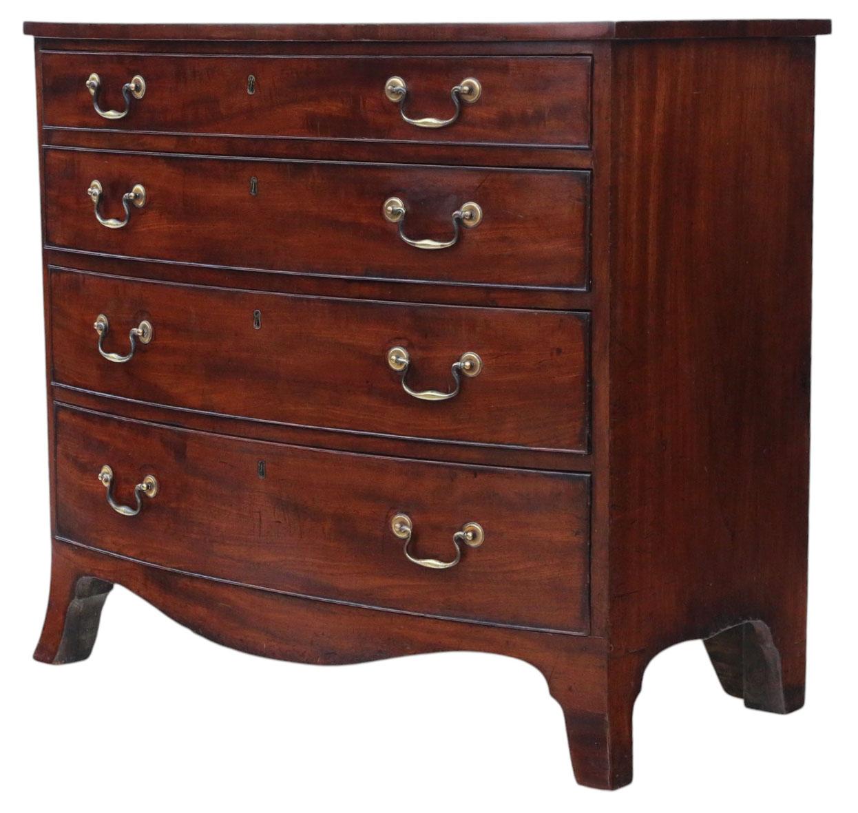 Wood Antique Late 18th / Early 19th Century Georgian c.1800 Mahogany Chest of Drawers For Sale