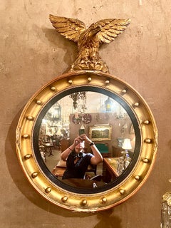 Antique Late 19th Century American "Federal" Style Convex Mirror.
