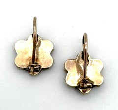 Antique Late 19th Century Bohemian Garnet Drop Earrings Flowers Silver Gilt