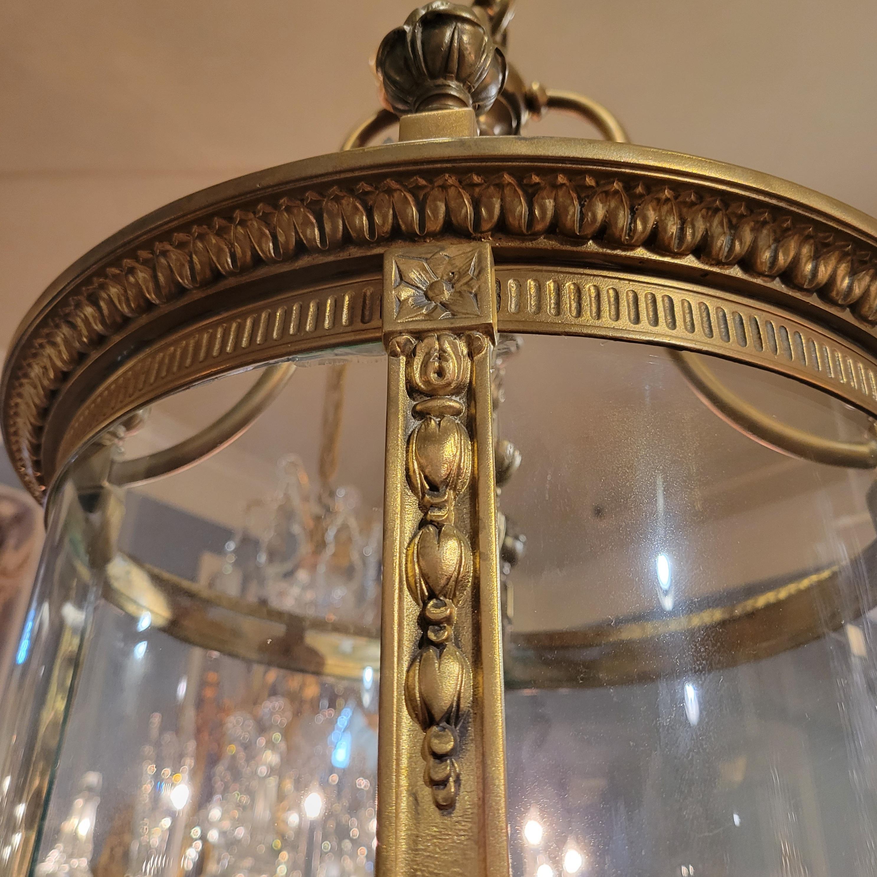 Antique Late 19th Century Bronze Doré Lantern In Good Condition In New Orleans, LA