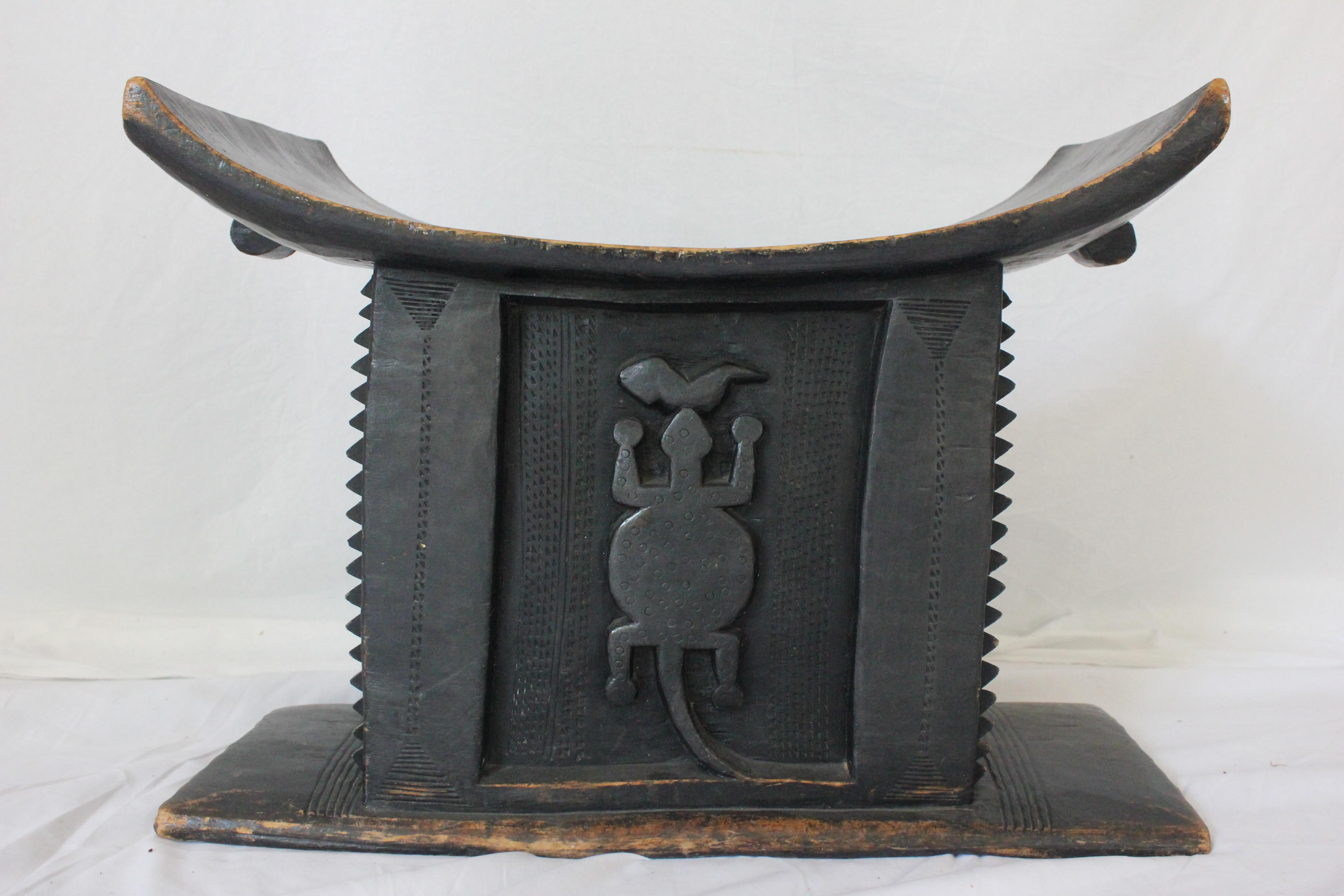 Hardwood Antique Late 19th Century Carved African Tribal Stool (AF2-369) For Sale