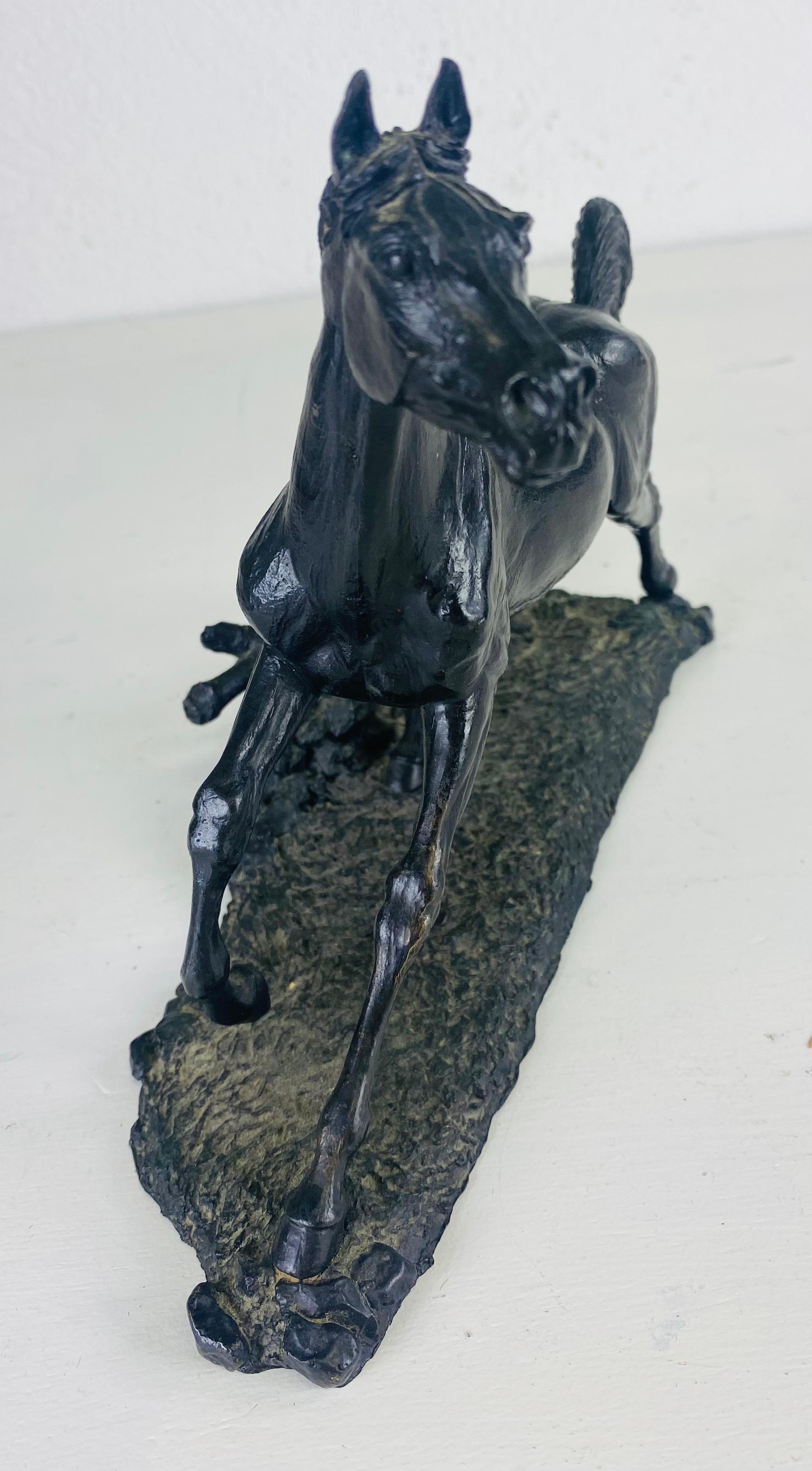 American Classical Antique late 19th century cast bronze horse sculpture. For Sale