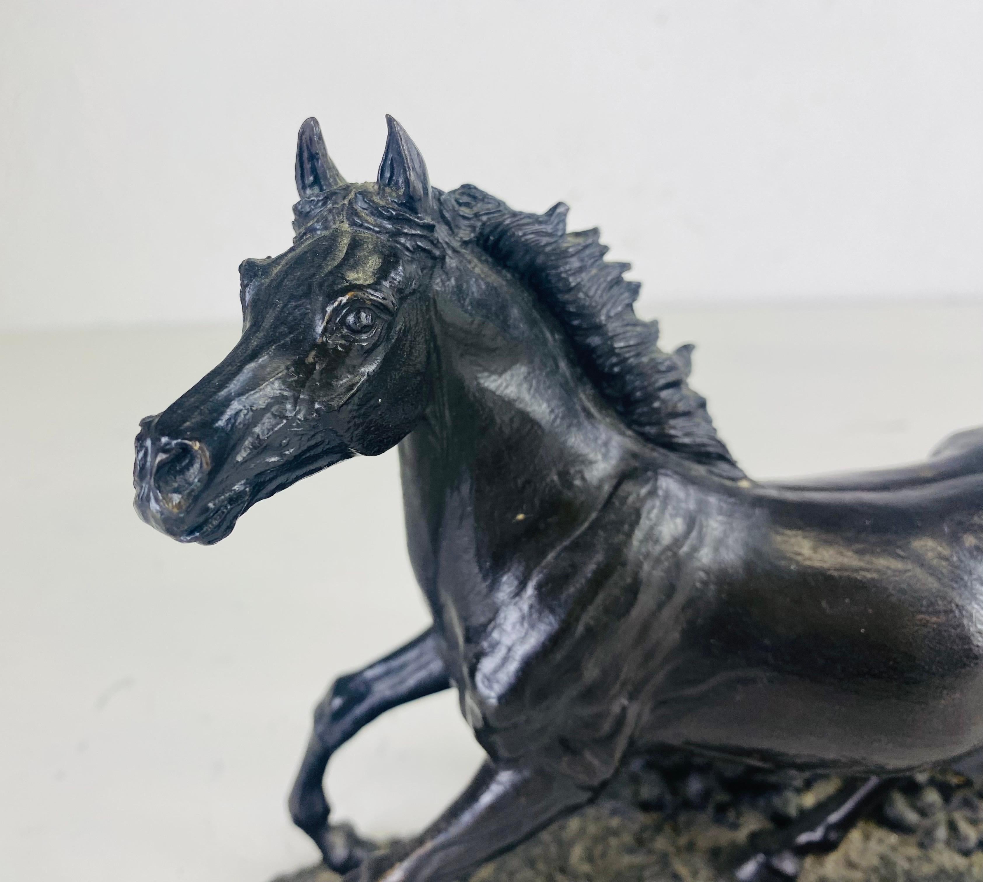 Antique late 19th century cast bronze horse sculpture. In Good Condition For Sale In Allentown, PA