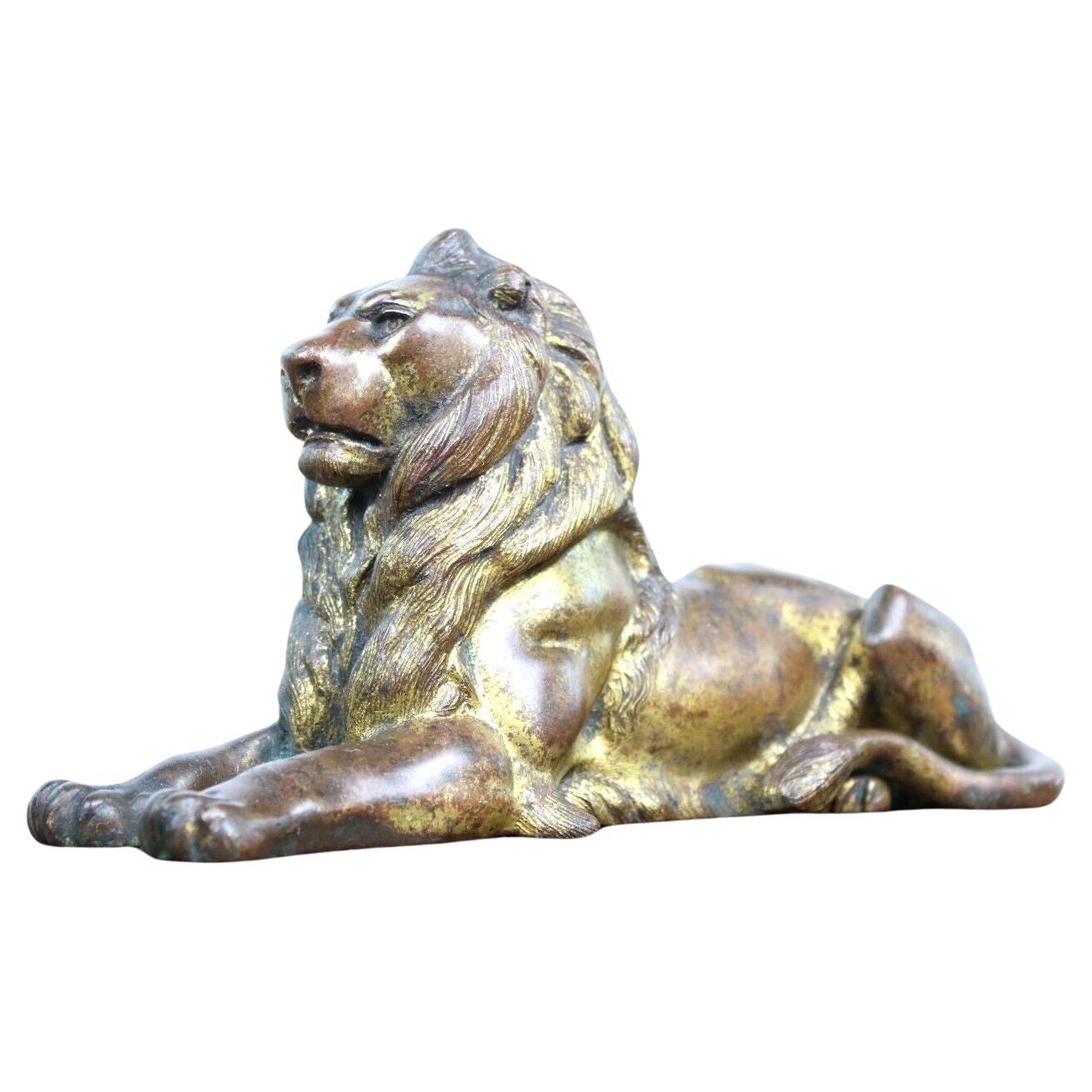 Antique Late 19th Century Cast Recumbent Lion For Sale