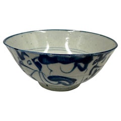 Antique Late 19th Century Chinese Blue and White Porcelain Bowl