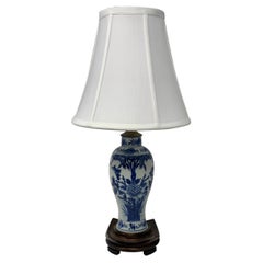 Antique Late 19th Century Chinese Blue and White Porcelain Lamp