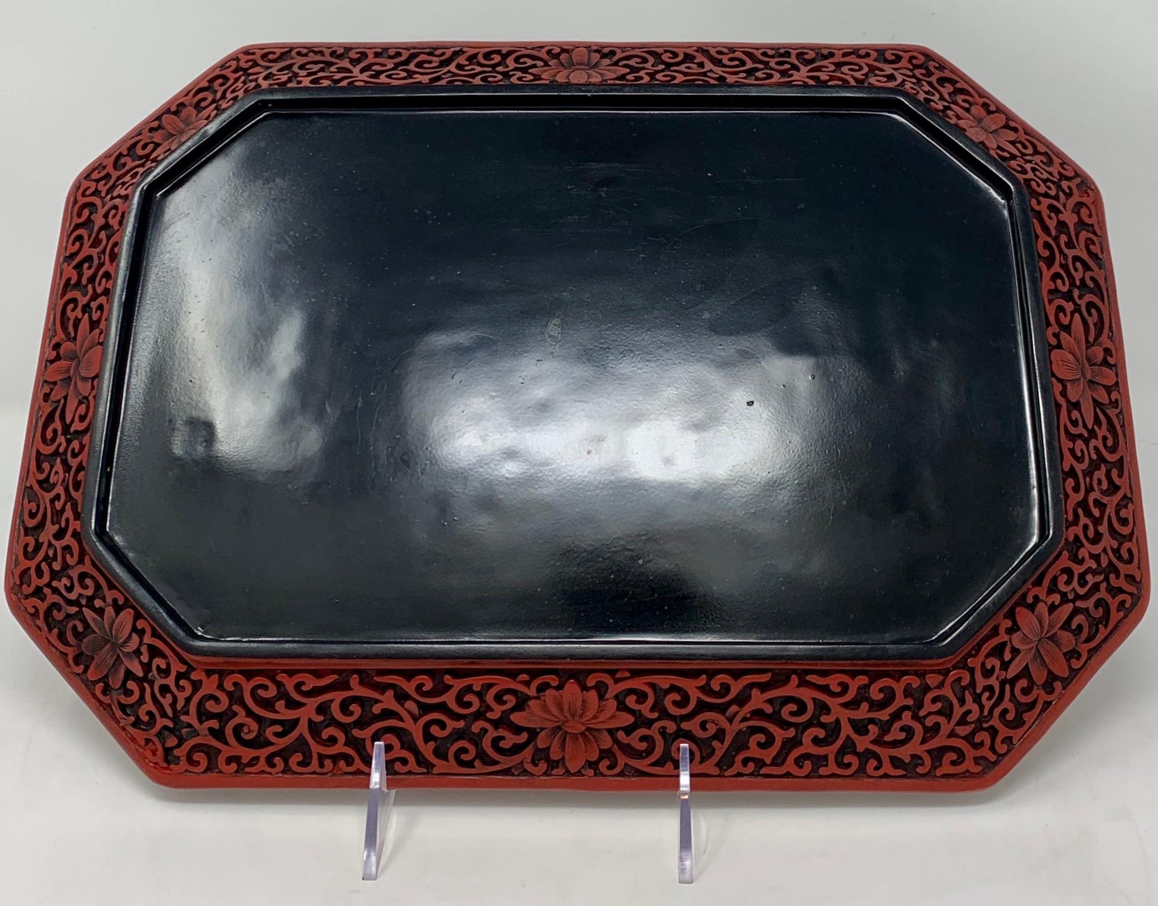 Antique late 19th century Chinese lacquer cinnabar carved tray
OPR55.