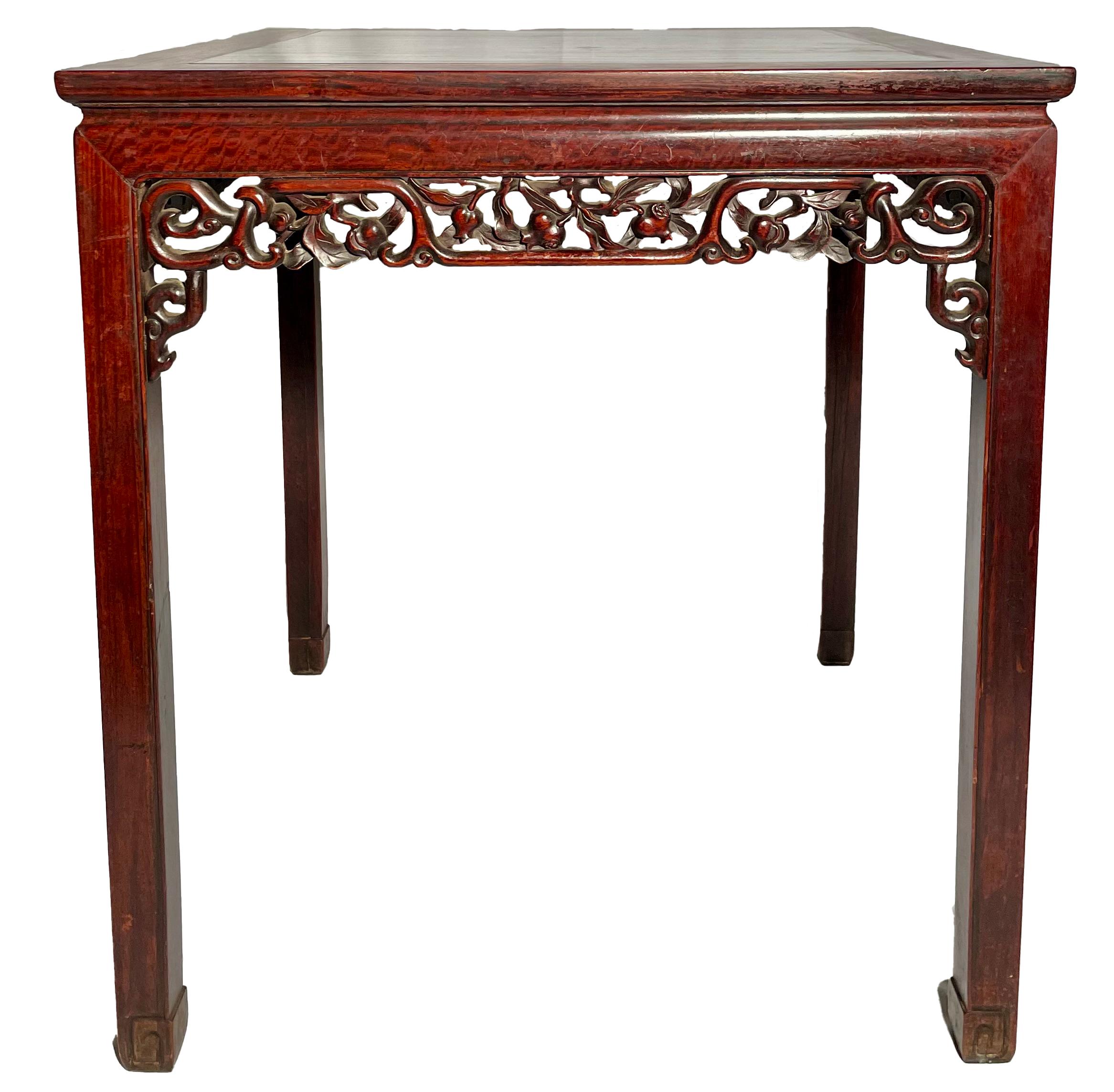 Antique Late 19th Century Chinese Marble-Top Teakwood Table, Circa 1890's. In Good Condition For Sale In New Orleans, LA