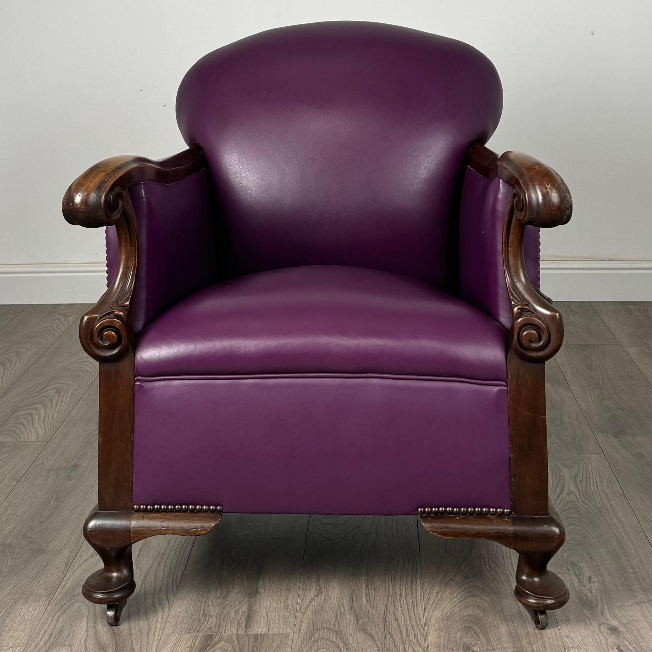 Sillón Club Antiguo De Caoba De Finales Del Siglo XIX ( REF AF-3387 ) en venta 4