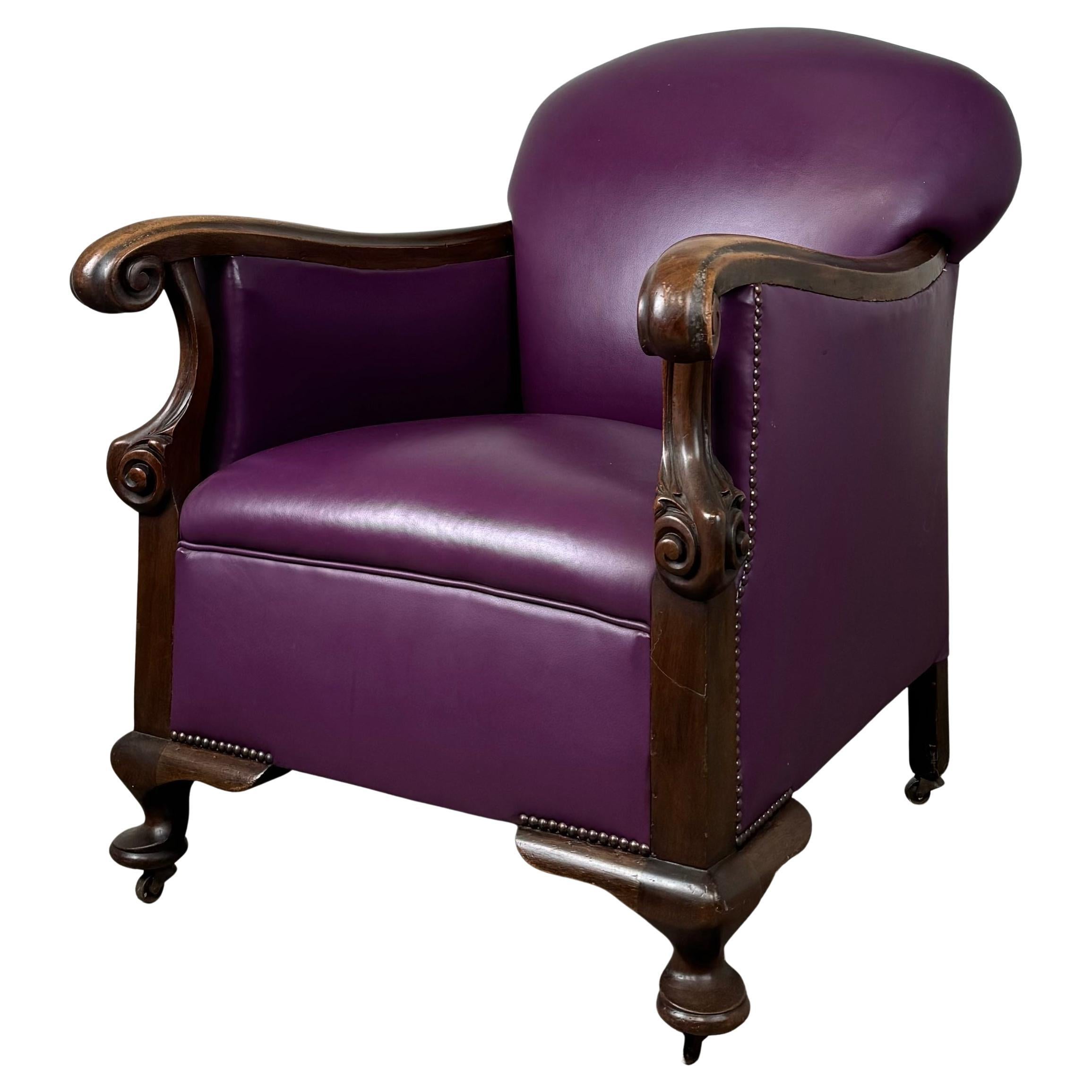 Fauteuil club antique de la fin du 19ème siècle en acajou ( REF AF-3387 )