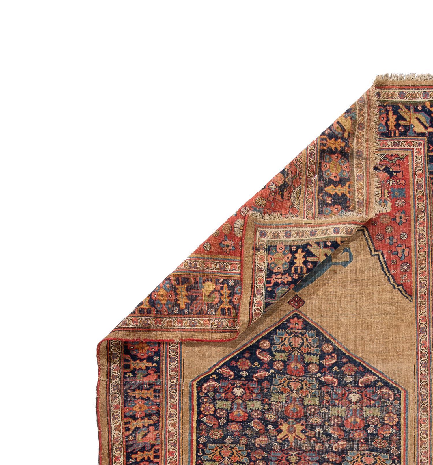 Antique Late 19th Century Distressed Persian Bidjar Rug In Distressed Condition In Norwalk, CT