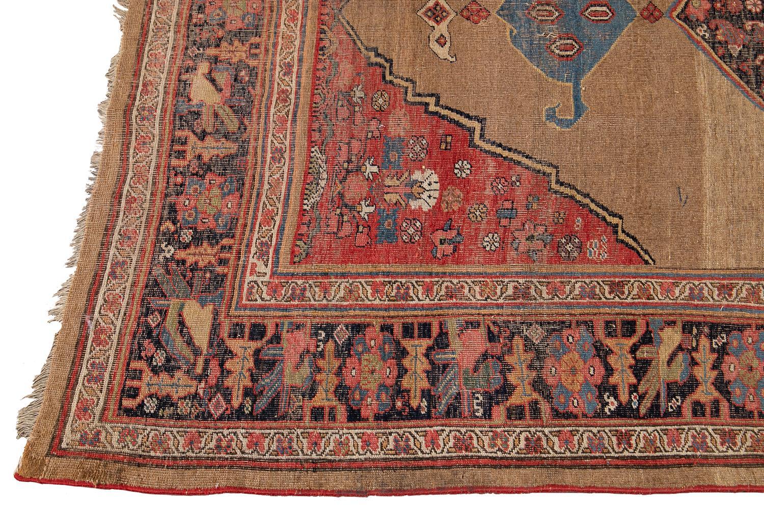 Wool Antique Late 19th Century Distressed Persian Bidjar Rug