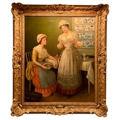 Antique Late 19th Century English Oil Painting on Canvas Signed "W.D. Sadler"