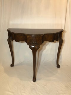 Antique Late 19th Century English Walnut Serpentine Console