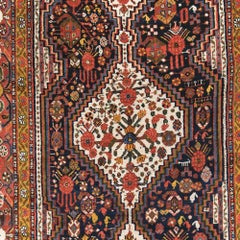 Antique Late 19th Century Floral and Geometric Design Wool Carpet
