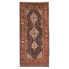 Antique Late 19th Century Floral and Geometric Design Wool Carpet