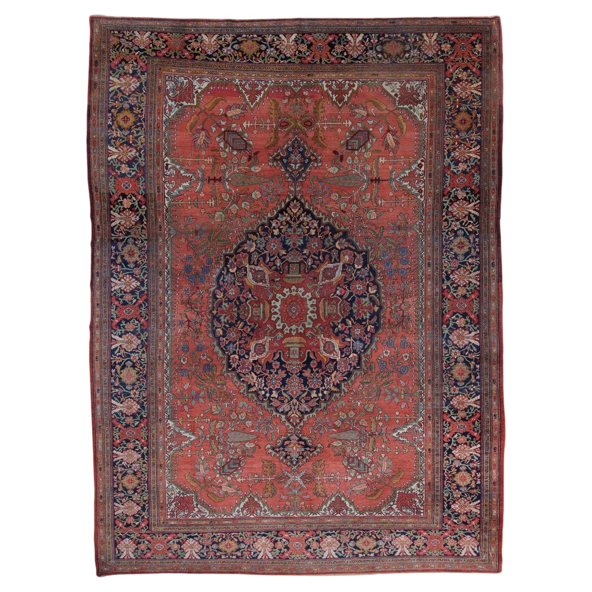 Antique Late 19th Century Floral Design Wool Carpet