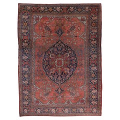 Antique Late 19th Century Floral Design Wool Carpet