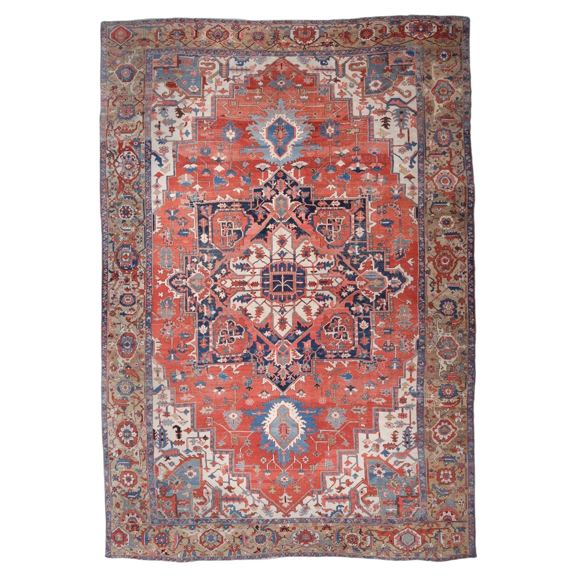Antique Late 19th Century Floral Design Wool Carpet