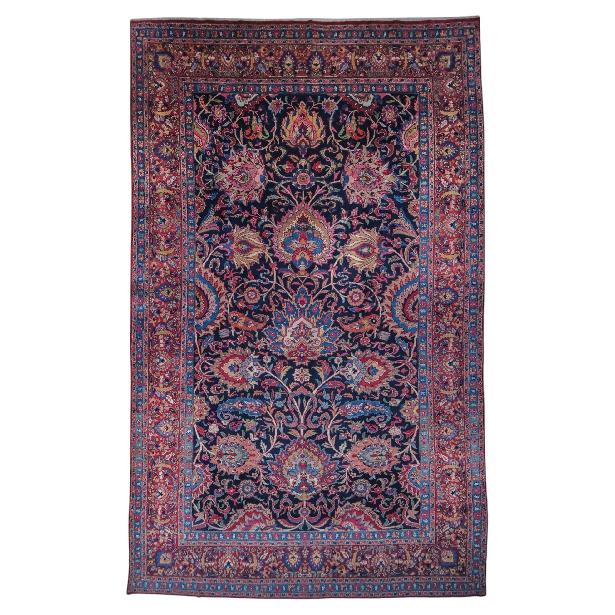 Antique Late 19th Century Floral Design Wool Carpet