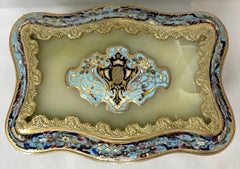 Antique Late 19th Century French Cloisonné, Russian Onyx & Gold Bronze Jewel Box