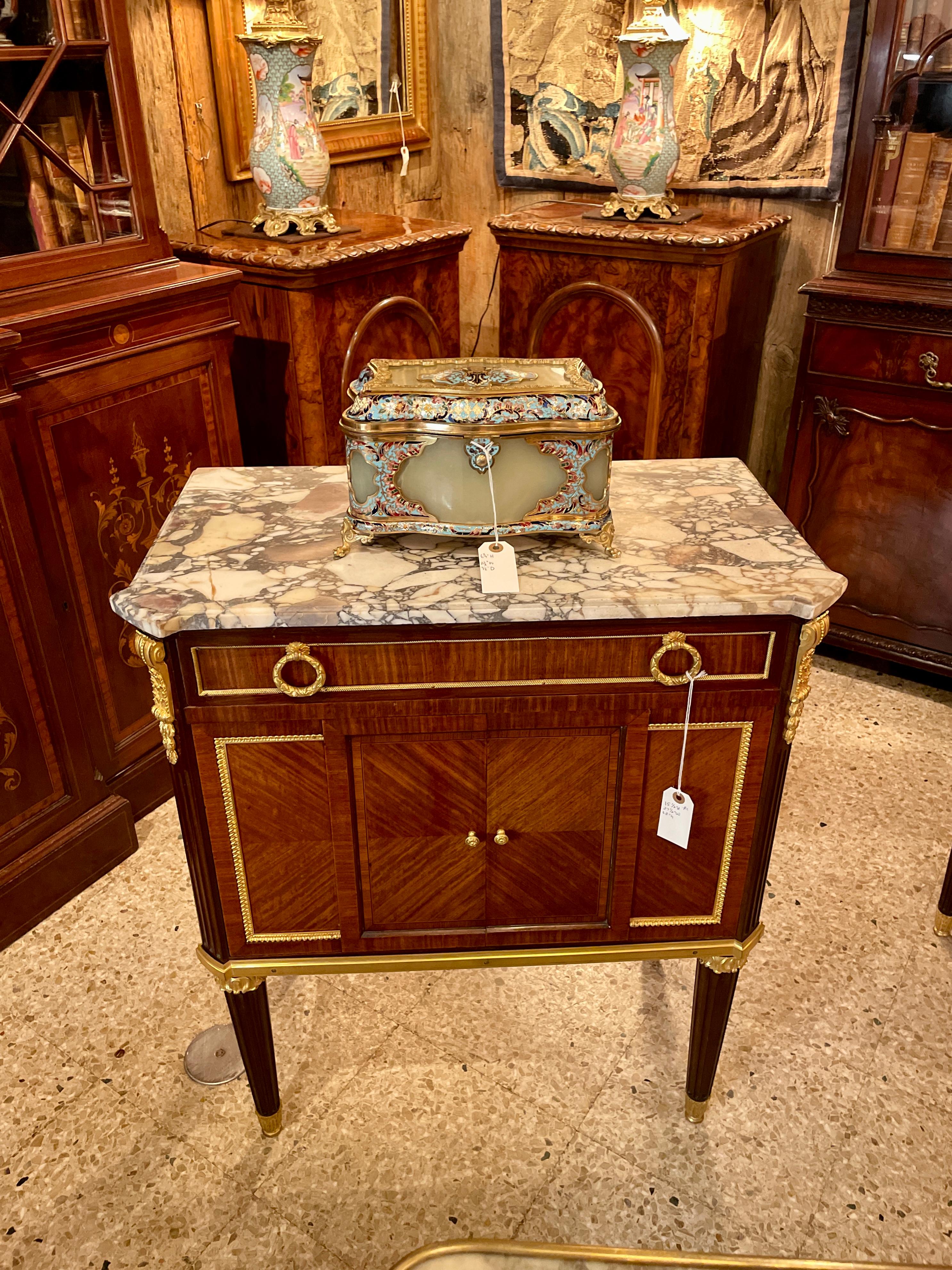 Antique Late 19th Century French Cloisonné, Russian Onyx & Gold Bronze Jewel Box 3