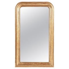 Antique Late 19th-century French gold leaf gilt engraved Louis Philippe mirror