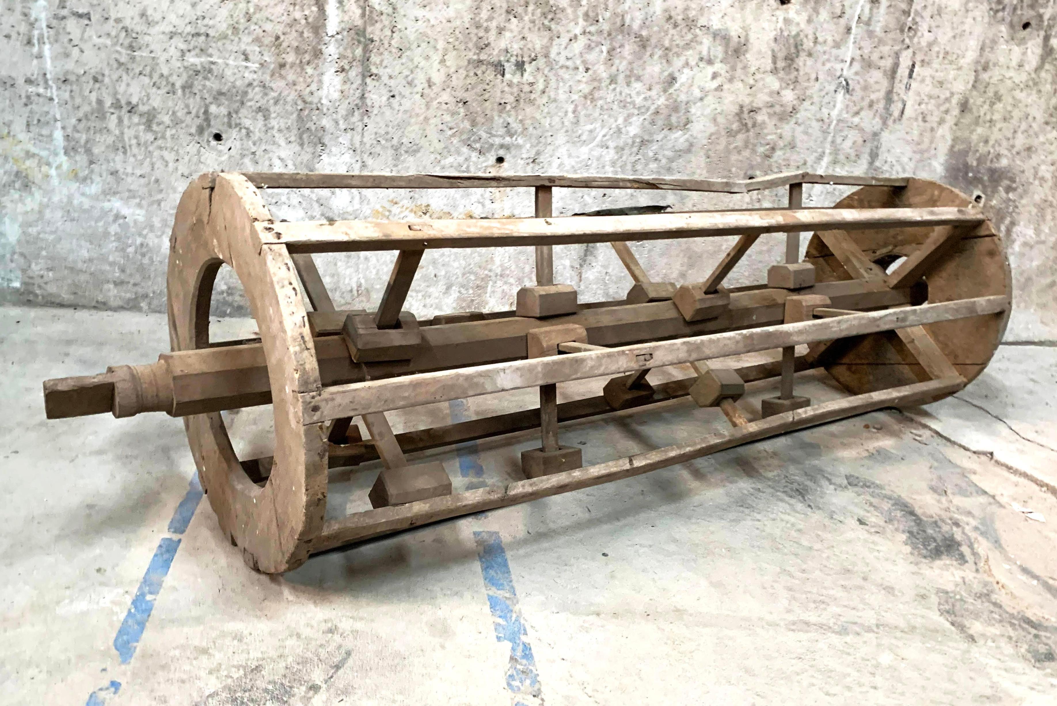 Antique Late 19th Century French Large Sculptural Rustic Harvest Wooden Thresher For Sale 8