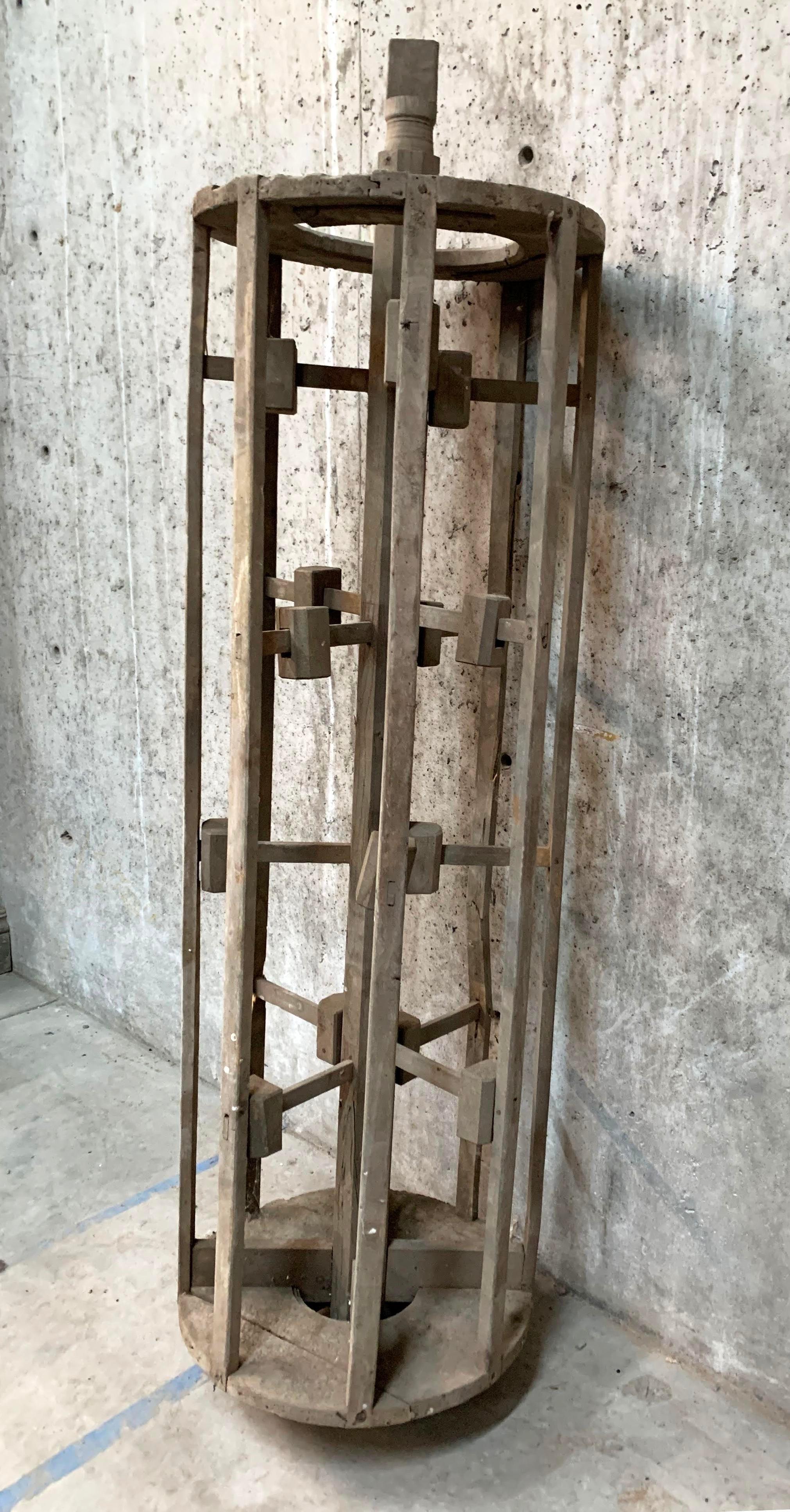 Large Antique rustic harvest wooden thresher / combine tool make a great sculptural piece. It could be wired and converted to a light to make a dramatic and unique light fixture.

Acquired on a buy trip to Southwestern France in 2019

Excellent used