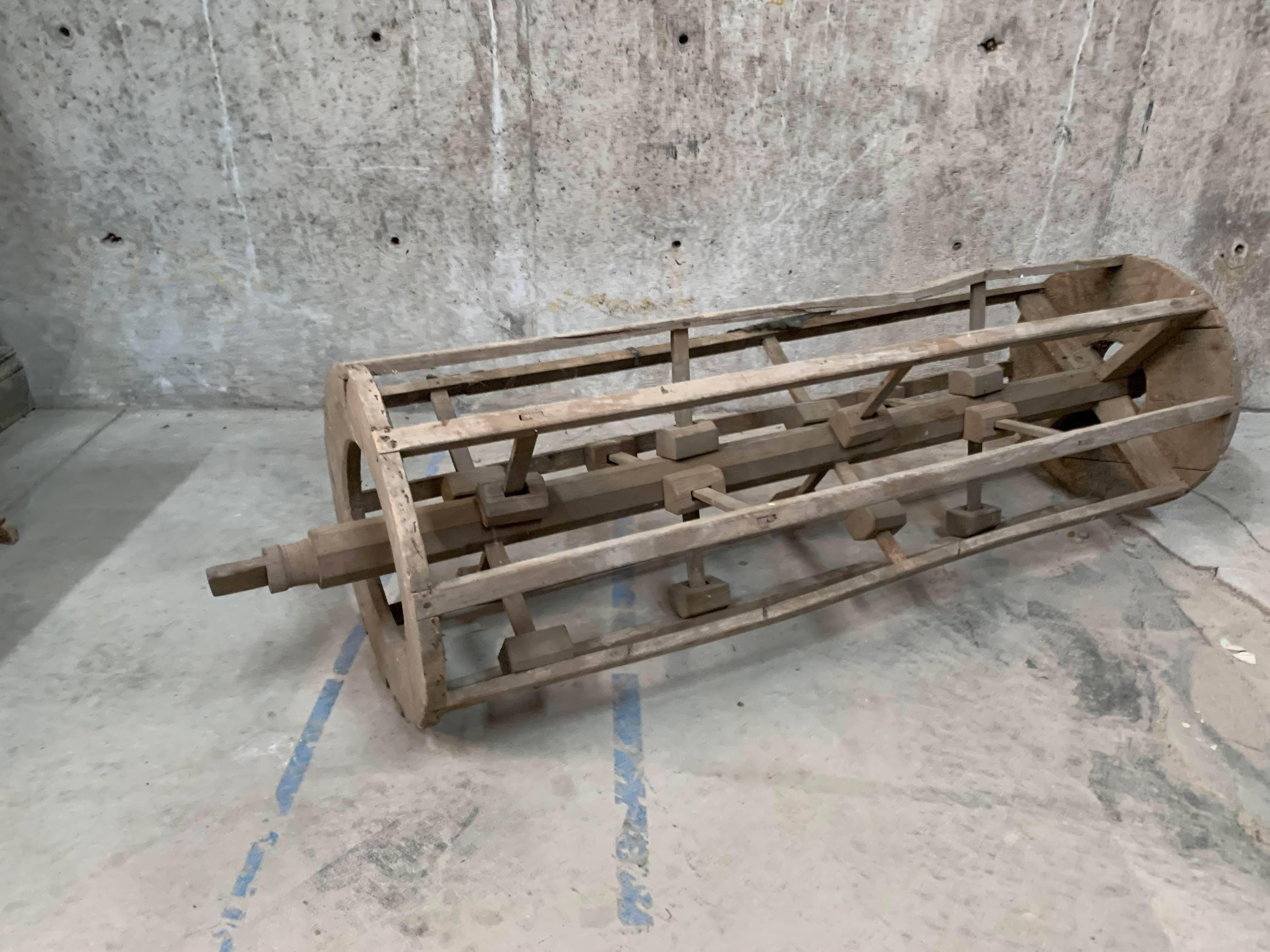 Hand-Crafted Antique Late 19th Century French Large Sculptural Rustic Harvest Wooden Thresher For Sale