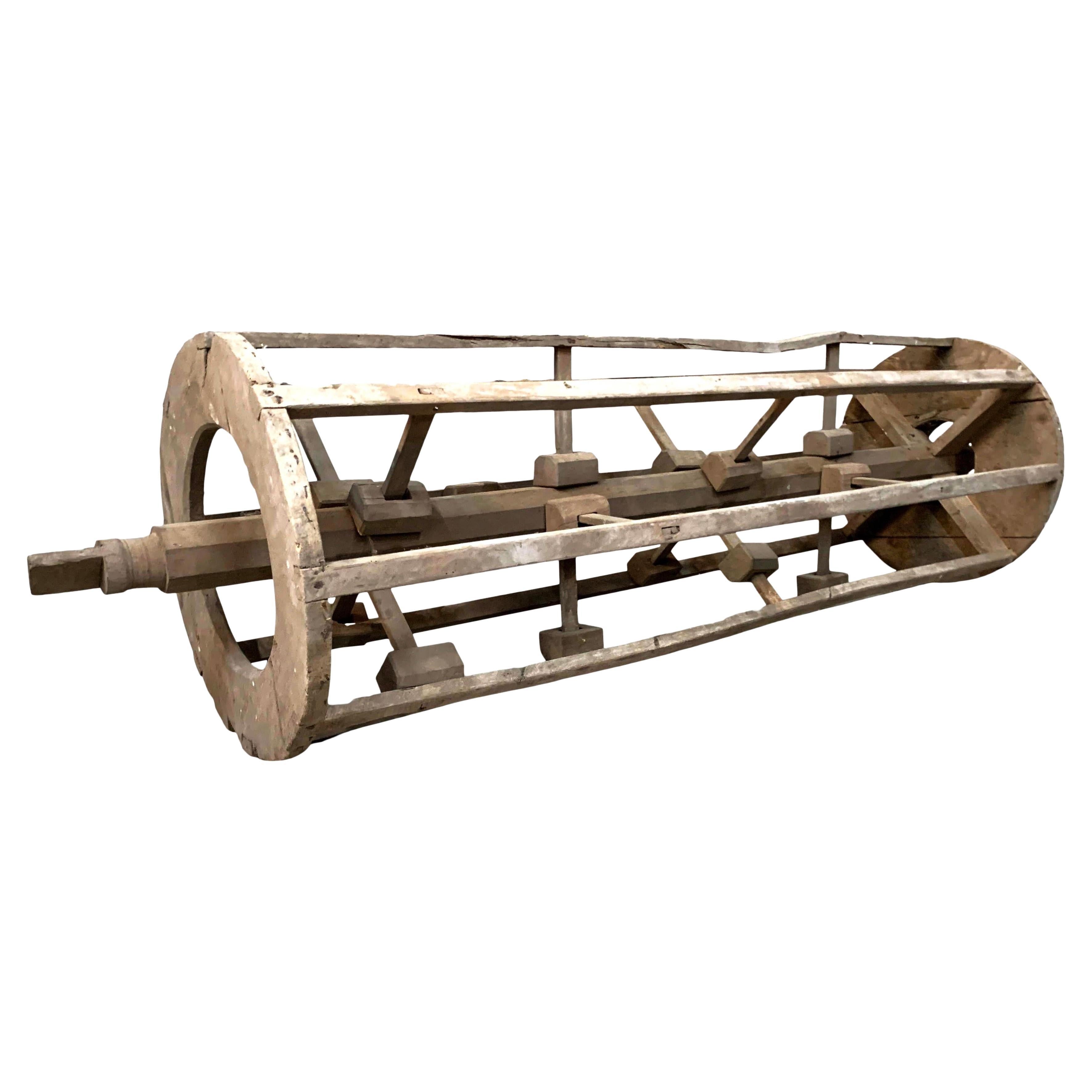 Antique Late 19th Century French Large Sculptural Rustic Harvest Wooden Thresher For Sale