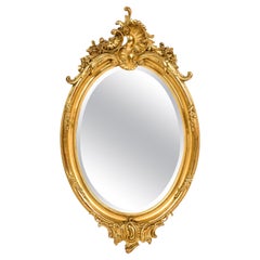 Antique Fin du 19ème siècle Français Miroir ovale doré Louis Quinze ou Rococo Antique Fin du 19ème siècle Français Miroir ovale doré Louis Quinze ou Rococo
