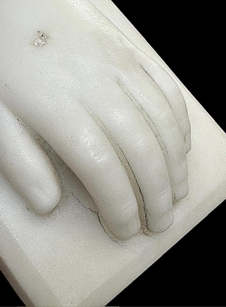 Late 19th Century Antique late 19th Century French Victorian Carved Marble Hand For Sale