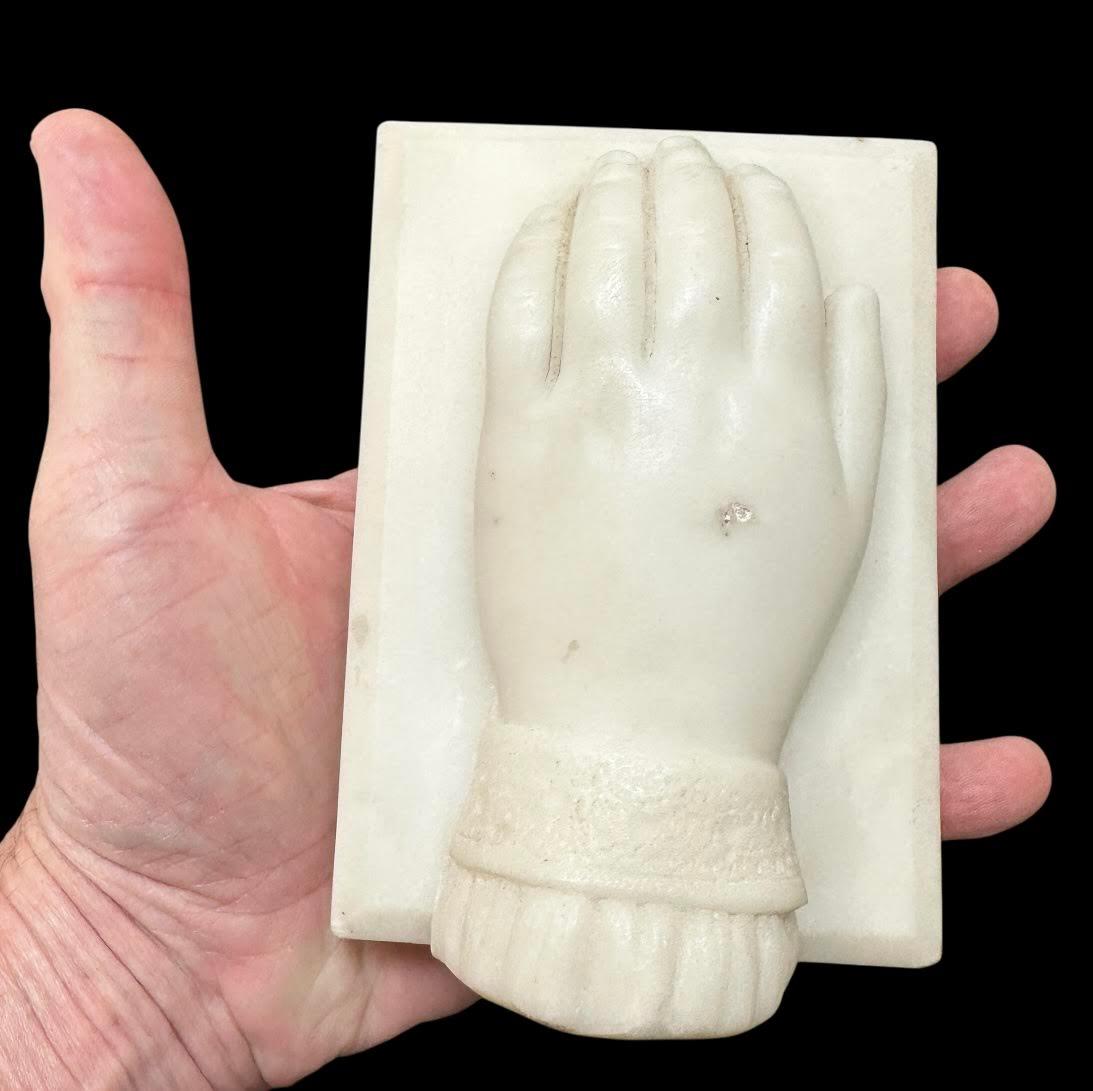 Maple Antique late 19th Century French Victorian Carved Marble Hand For Sale